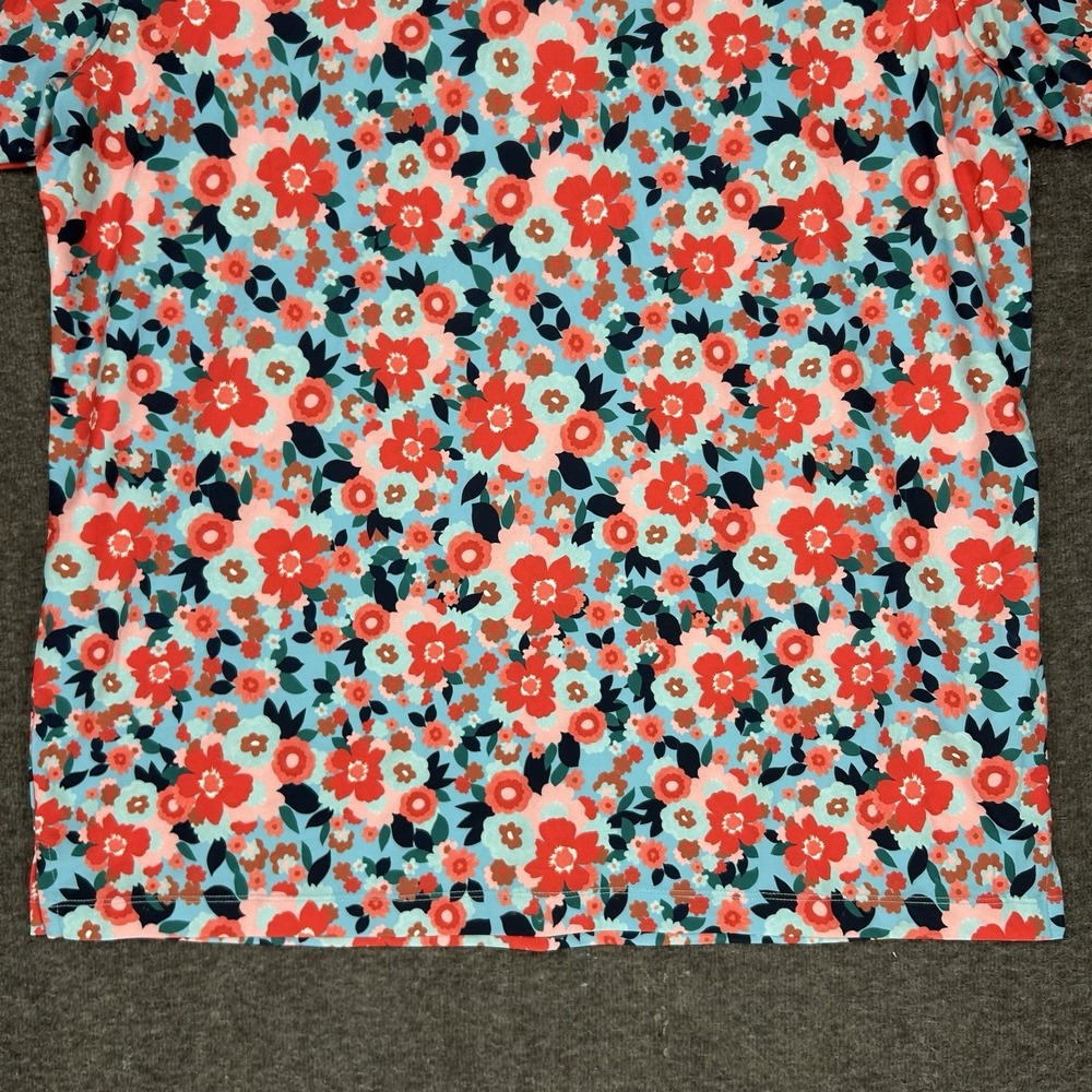 Bad Birdie USA Polo Shirt Mens XL Floral Print Golf Stretch Short Sleeve - Picture 6 of 13